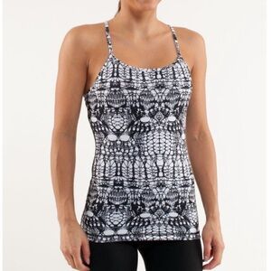 Lululemon Power Y Tank top White Black Glacier Lace size 6